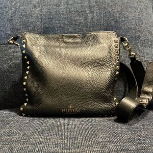Valentino Garavani Rockstud Black Leather Crossbody Bag